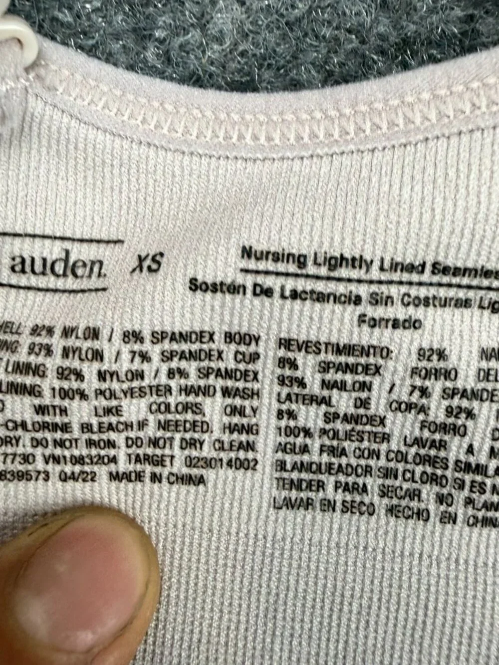 Auden Nursing Bra XS Lightly Lined Seamless Wirefree Clip Down Maternity Gray